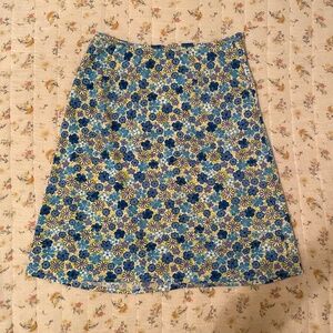 Vintage 90’s/Y2K Explorations Blue Floral Knee-Length Skirt